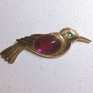 Vintage gold tone bird brooch signed JJ Jonette